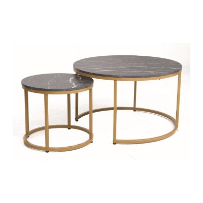 Комплект SIGNAL DION (2 стола журнальных) черный мрамор/золотой